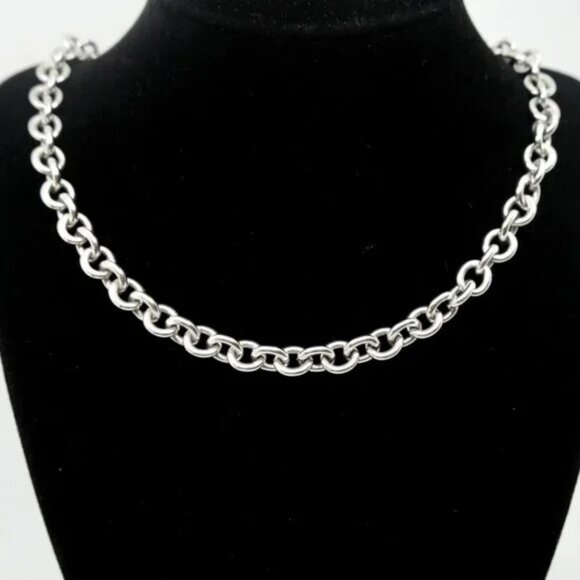 TIFFANY & CO~1837 T&C 925~STERLING SILVER HEAVY CHAIN LINK NECKLACE TOGGLE CLASP - Picture 5 of 10